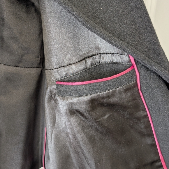 Black Charcoal Calvin Klein Wool Asymmetrical Wrap Coat – Size Large - Picture 5 of 11